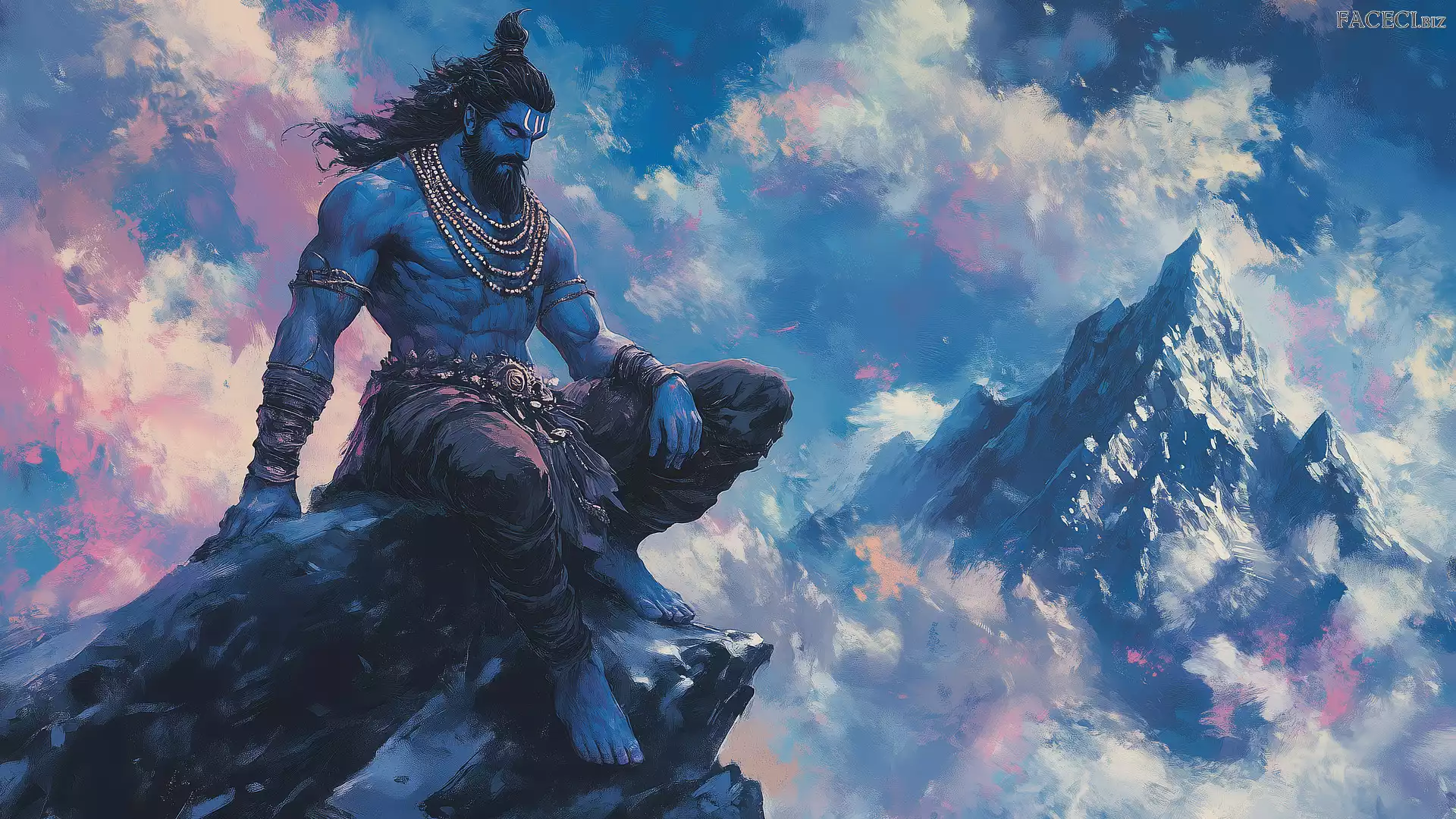 Góry, Skała, Grafika, Długowłosy, Mężczyzna